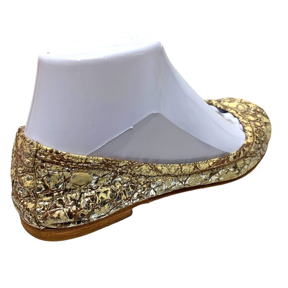 FRYE Carson Cream Silver Crackled Leather Ballet‎ Flats - Picture 3 of 12